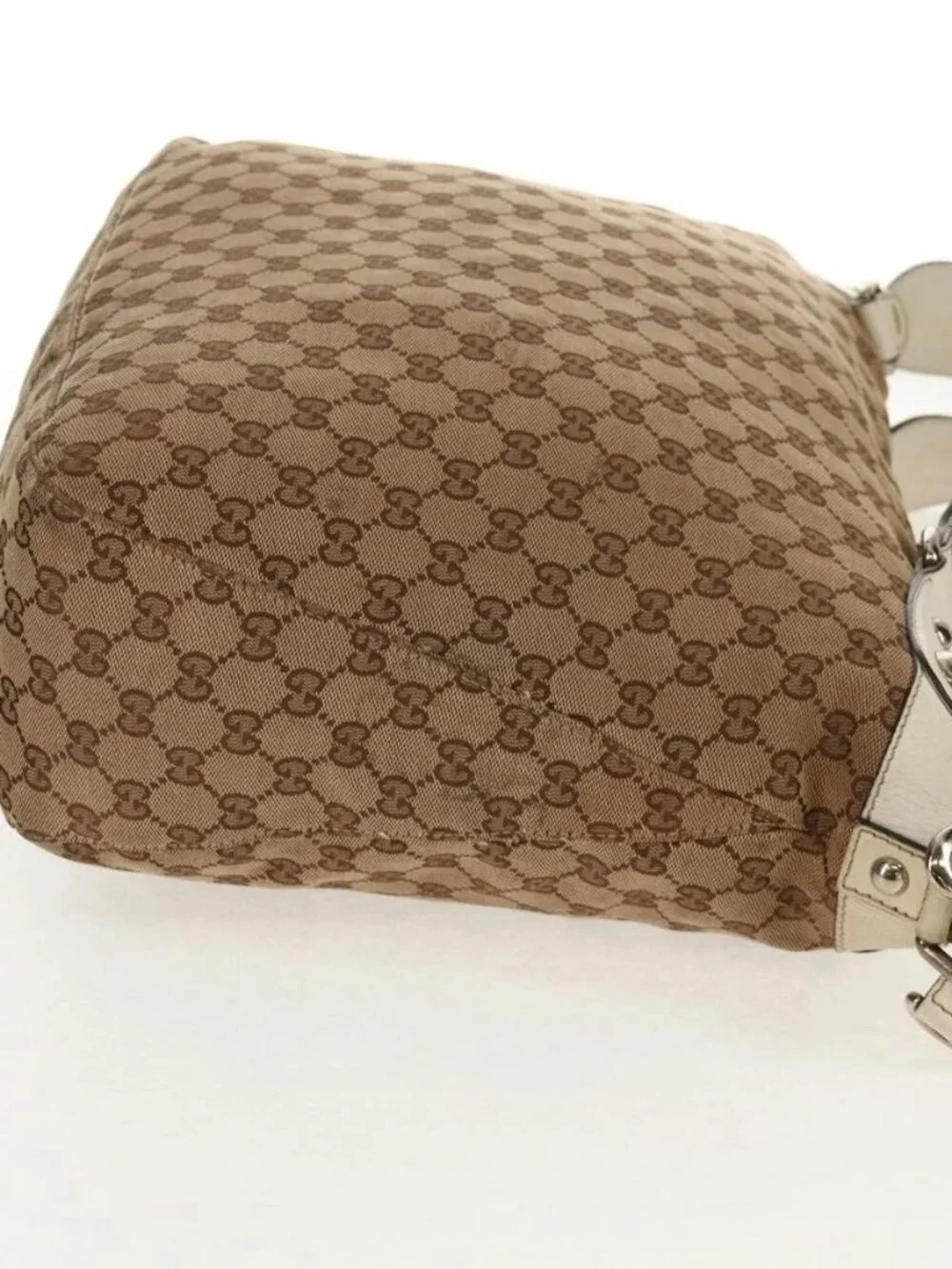 GUCCI GG Canvas Horsebit Tote Bag 2way Beige Gold 232949 Auth